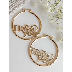 NWOT Gold Hoop I Love You Earrings